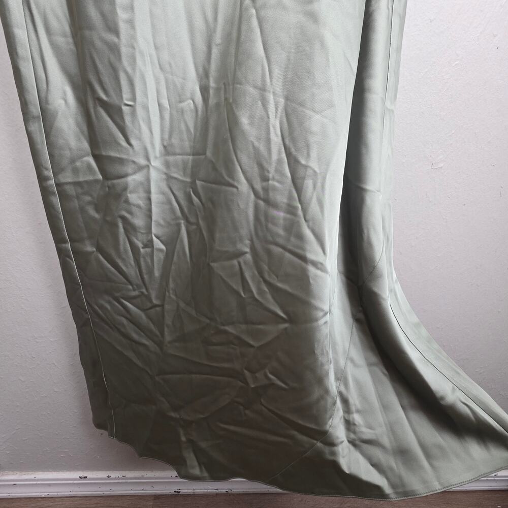 NWT After Six One Shoulder Bias Cut Satin Maxi Dress Sage Green Large - Picture 6 of 10